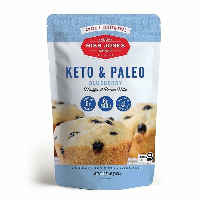 Baking Ingredients |  Miss Jones Baking®- Keto Blueberry Muffin Mix – Gluten Free, Low Carb, No Sugar Added, Naturally Sweetened Desserts & Treats – Diabetic, Atkins, WW and Paleo Friendly Baking & Kitchen Baking Ingredients