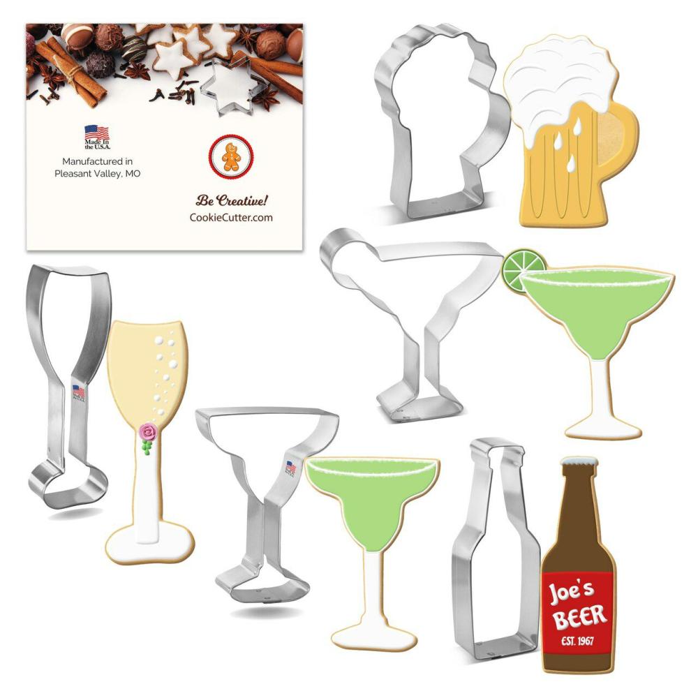 Decorating Tools |  5 Piece Drinks Set Margarita Glass with Lime, Bottle, Beer Mug, Champagne Glass, Margarita Glass, USA Baking & Kitchen Decorating Tools