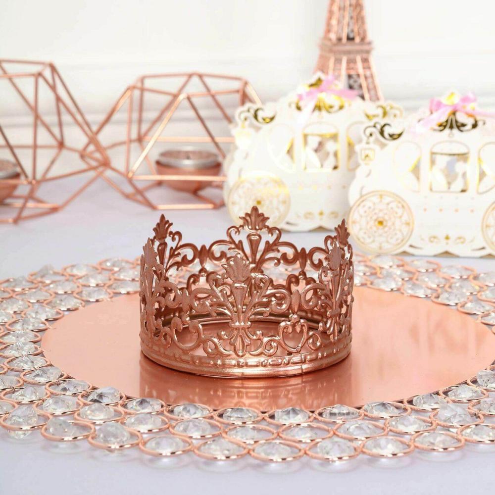 Decorations |  2″ tall Rose Gold Metal Crown CAKE TOPPER Princess Baking & Kitchen Decorations