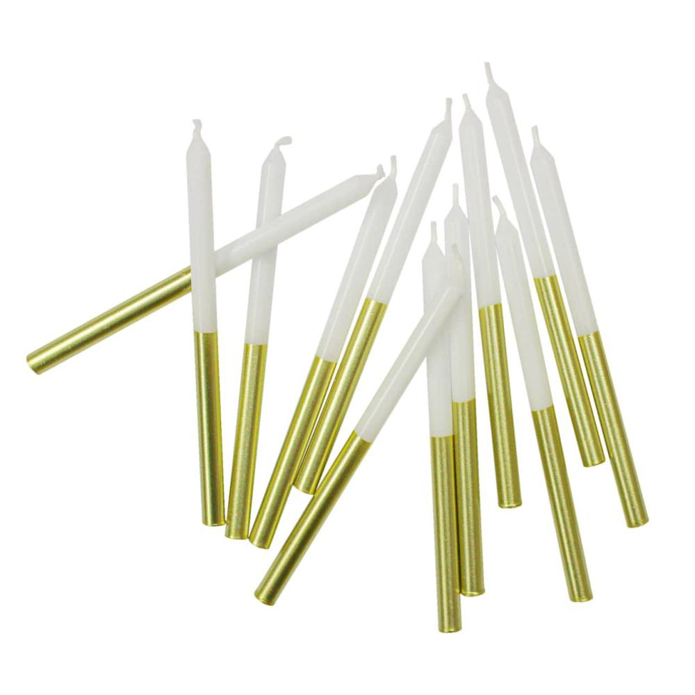 Decorations |  Gold Dipped White Birthday Candles by Celebrate It™ Baking & Kitchen Decorations