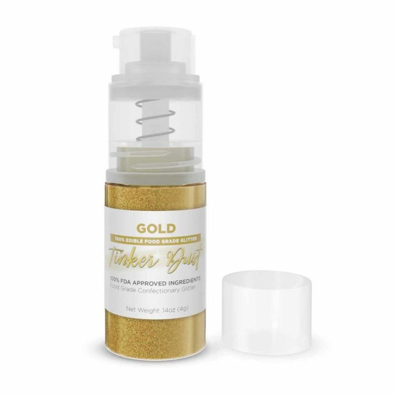 Decorations |  Gold Edible Glitter Spray – Edible Powder Dust Spray Glitter for Food, Drinks, Strawberries, Muffins, Cake Decorating. FDA Compliant (4 Gram Pump) Baking & Kitchen Decorations