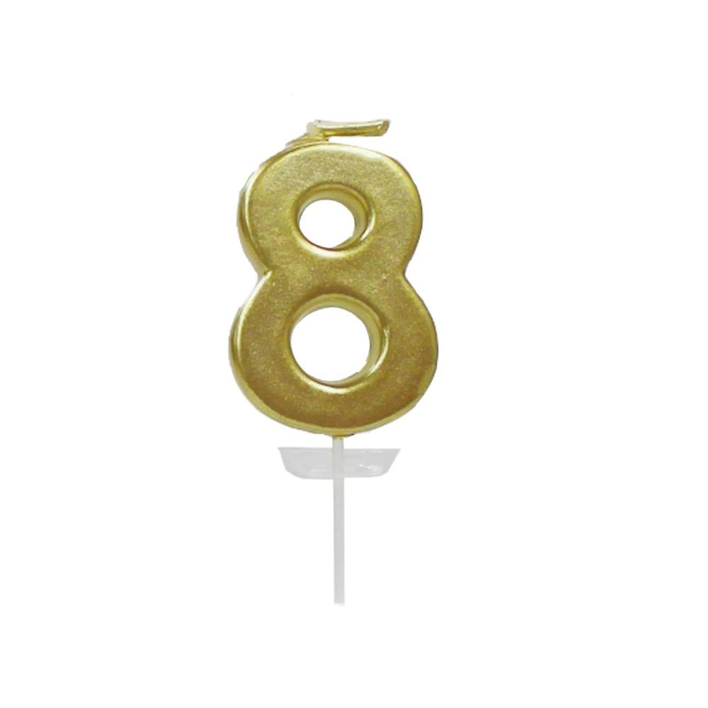 Decorations |  Gold Number Candle 8 Baking & Kitchen 8