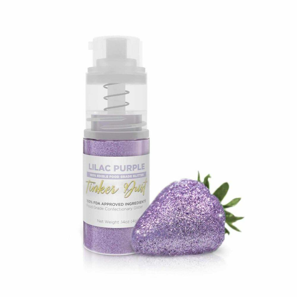 Decorations |  Lilac Purple Edible Glitter Spray – Edible Powder Dust Spray Glitter for Food, Drinks, Strawberries, Muffins, Cake Decorating. FDA Compliant (4 Gram Pump) Baking & Kitchen Decorations