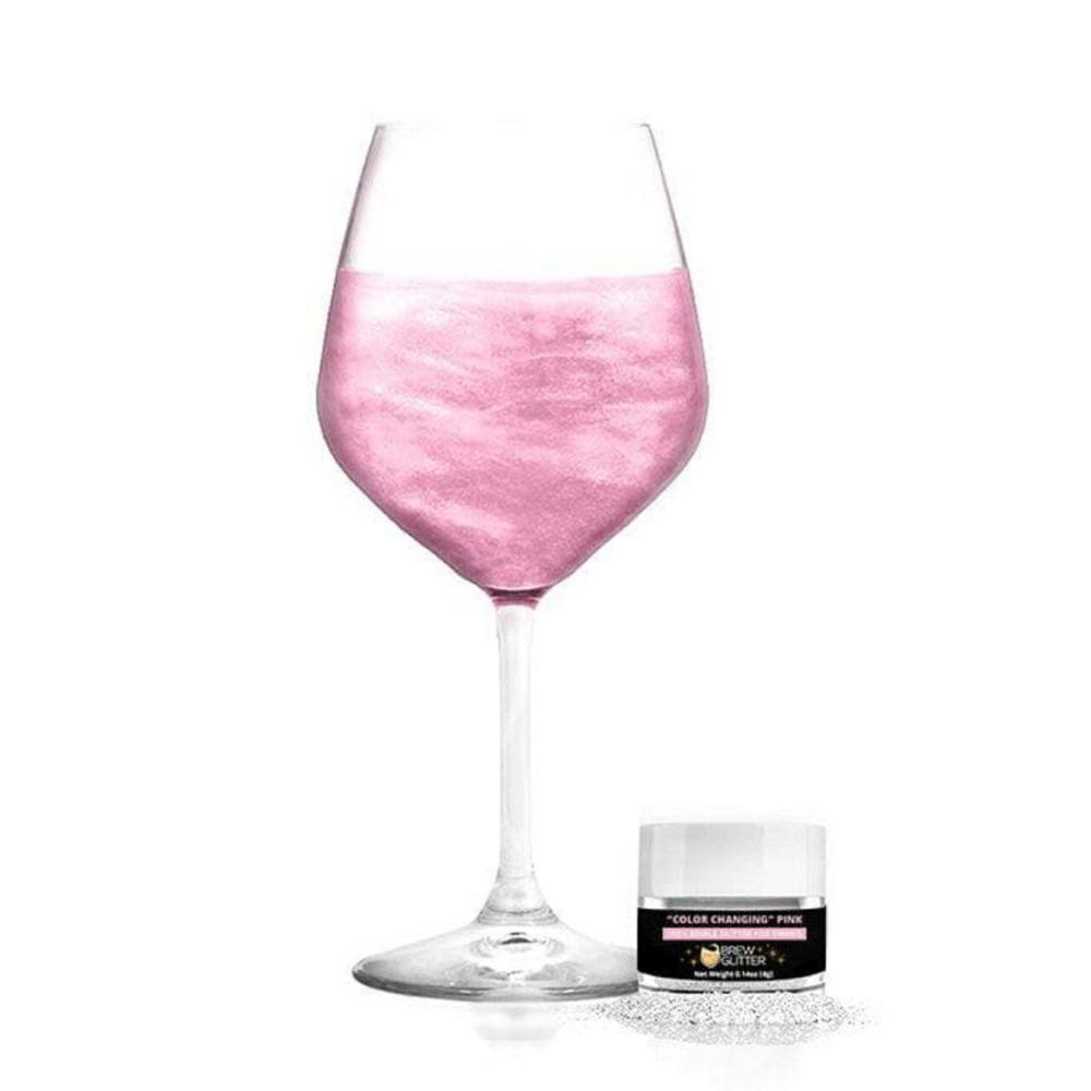 Decorations |  Pink Color Changing Drink Glitter | Edible Glitter for Drinks, Beverages, Foods. FDA Compliant (4 Gram Jar) Baking & Kitchen Decorations