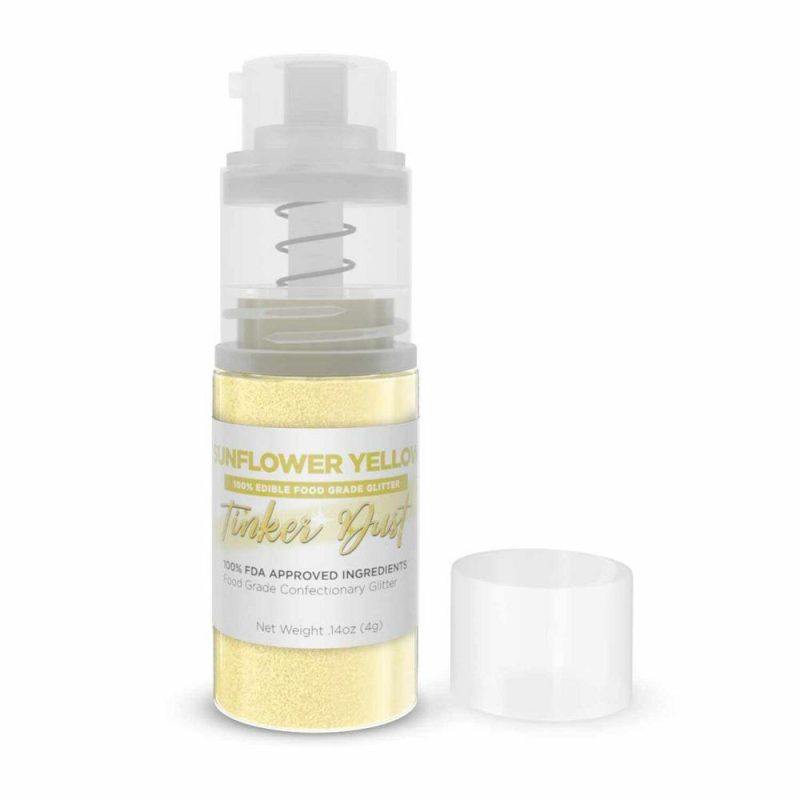 Decorations |  Sunflower Yellow Edible Glitter Spray – Edible Powder Dust Spray Glitter for Food, Drinks, Strawberries, Muffins, Cake Decorating. FDA Compliant (4 Gram Pump) Baking & Kitchen Decorations