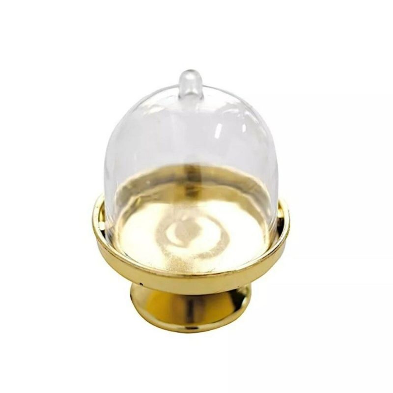 Packaging & Display |  12 GOLD CLEAR 3″ tall Mini Cake Stands with Dome Favor Holders Baking & Kitchen Packaging & Display