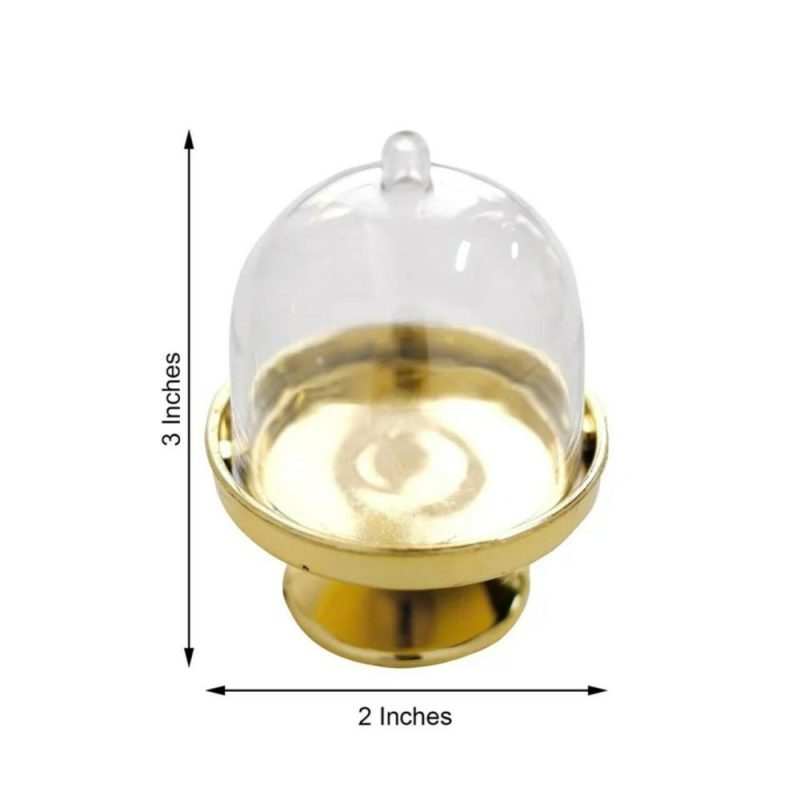 Packaging & Display |  12 GOLD CLEAR 3″ tall Mini Cake Stands with Dome Favor Holders Baking & Kitchen Packaging & Display