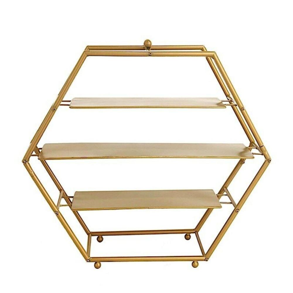 Packaging & Display |  21″ Gold 3 Tier Metal Hexagonal CUPCAKE HOLDER DISPLAY STAND Baking & Kitchen Packaging & Display