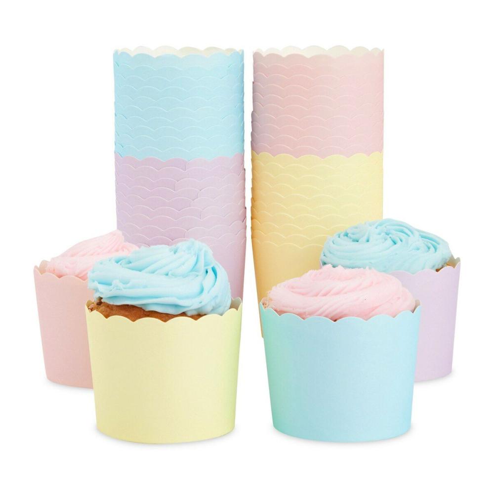 Packaging & Display |  48 Pack Pastel Cupcake Liners Wrappers, Rainbow Color Muffin Paper Baking Cup for Birthday Party Multicolor Baking & Kitchen Multicolor