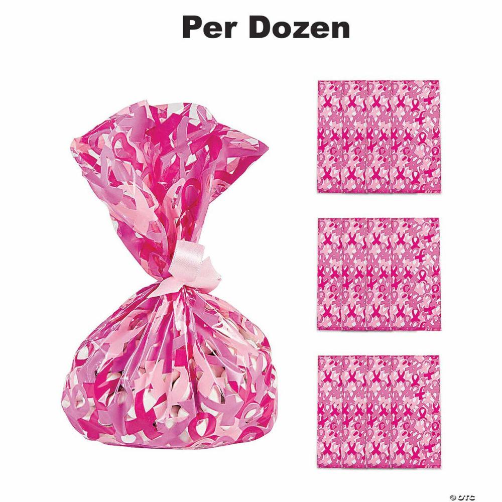 Packaging & Display |  5 3/4″ x 11 1/2″ Breast Cancer Awareness Cellophane Treat Bags – 12 Pc. Baking & Kitchen Packaging & Display