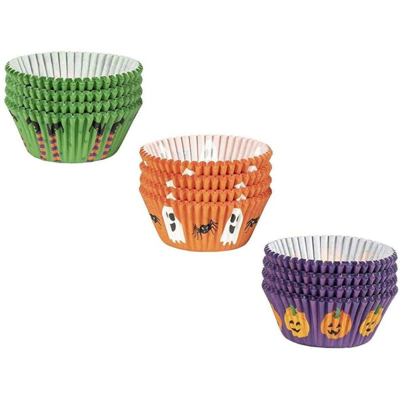 Packaging & Display |  Halloween Cupcake Liners – 300-Piece Halloween Cupcake Wrappers Baking Supplies, Party Favors for Cake and Muffin Decorations, 3 Assorted Designs Including Pumpkin, Ghost and Spider, Witch Multicolor Baking & Kitchen Multicolor