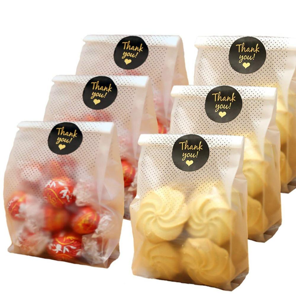 Packaging & Display |  SAILING-GO 100 pcs./Pack Translucent Plastic Bags for Cookie,Cake,Chocolate,Candy,Snack Wrapping Good for Bakery Party with Thank You Stickers Baking & Kitchen Packaging & Display