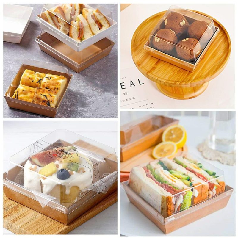 Packaging & Display |  Small Charcuterie Boxes with Clear Lids, To Go Paper Disposable Food Containers, 5 Inches Bakery Dessert Boxes for Sandwich, Cookie, Pastry, Cake Slice (Brown, 50ct) Baking & Kitchen Packaging & Display