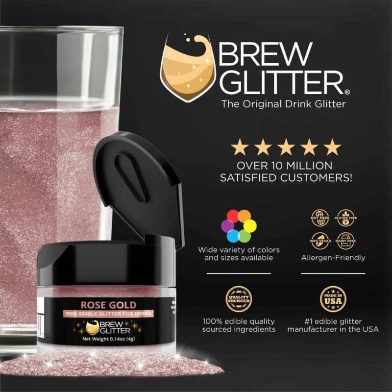 Decorations |  Rose Gold Edible Glitter Dust for Drinks Baking & Kitchen Decorations