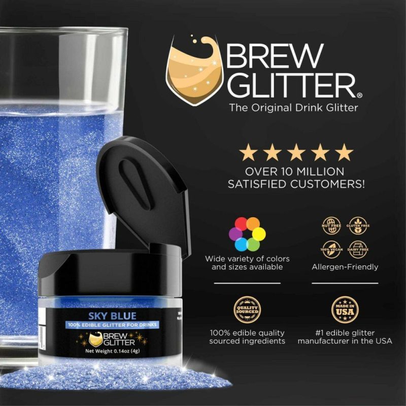 Decorations |  Sky Blue Edible Glitter Dust for Drinks Baking & Kitchen Decorations