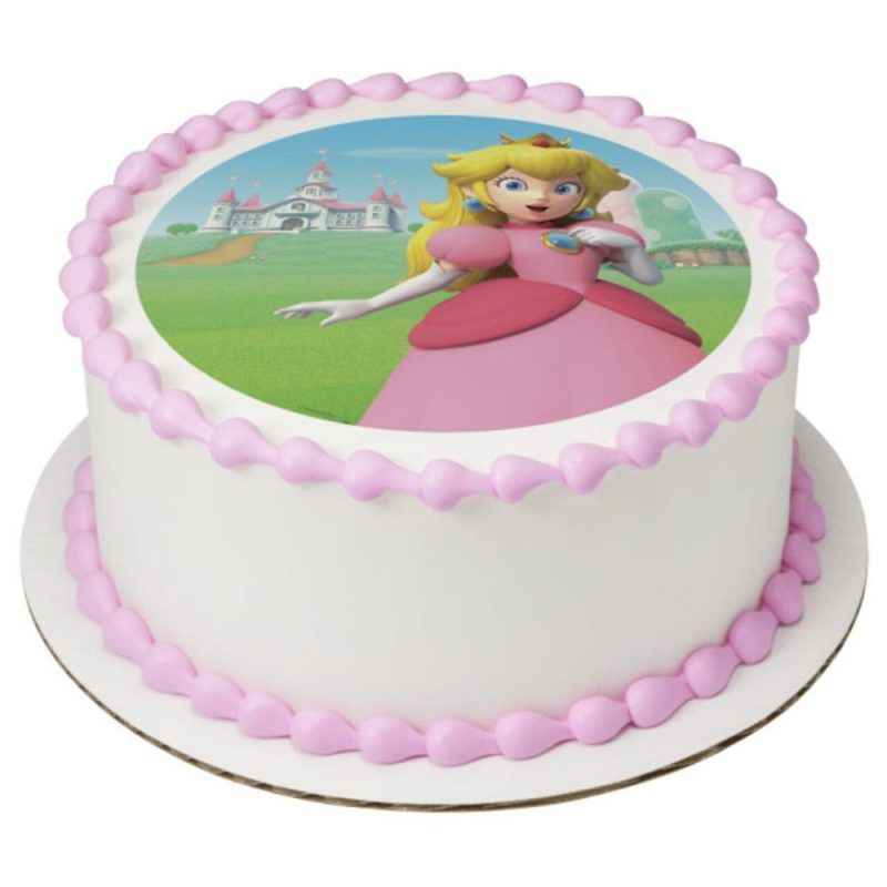 Decorations |  Super Mario™ Princess Peach Edible Cake Topper Image – 7.5″ Round Baking & Kitchen Decorations