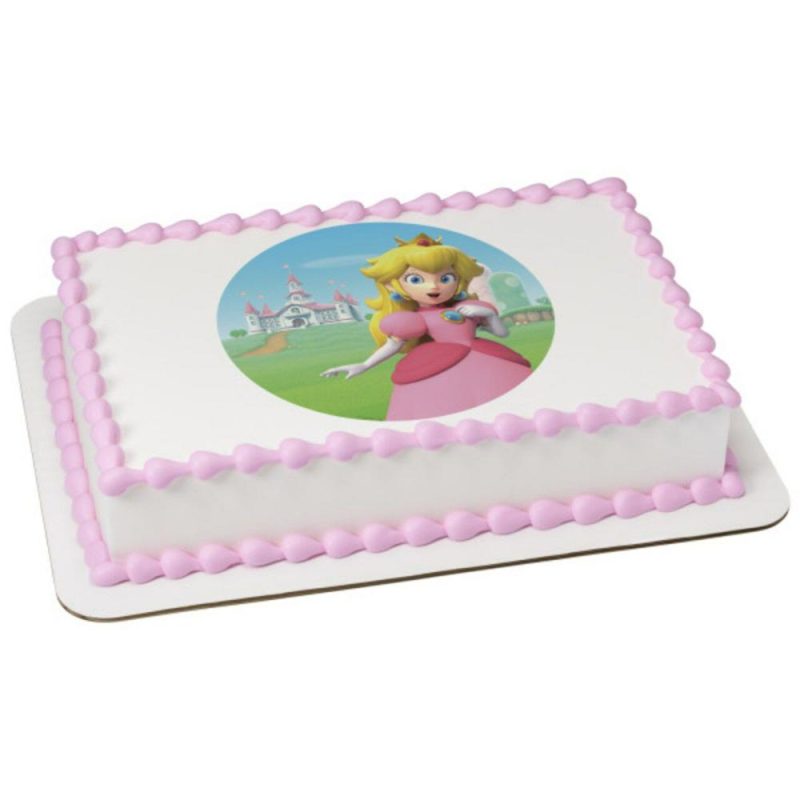 Decorations |  Super Mario™ Princess Peach Edible Cake Topper Image – 7.5″ Round Baking & Kitchen Decorations