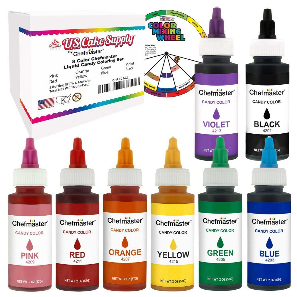 Decorating Tools |  2-Ounce Liquid Candy Color 8 Color Kit Baking & Kitchen Decorating Tools