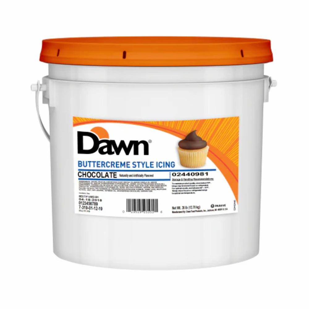 Baking Ingredients |  Dawn Chocolate Buttercreme Icing 28 lb. pound tub Ready to Use Cake Icing Baking & Kitchen Baking Ingredients