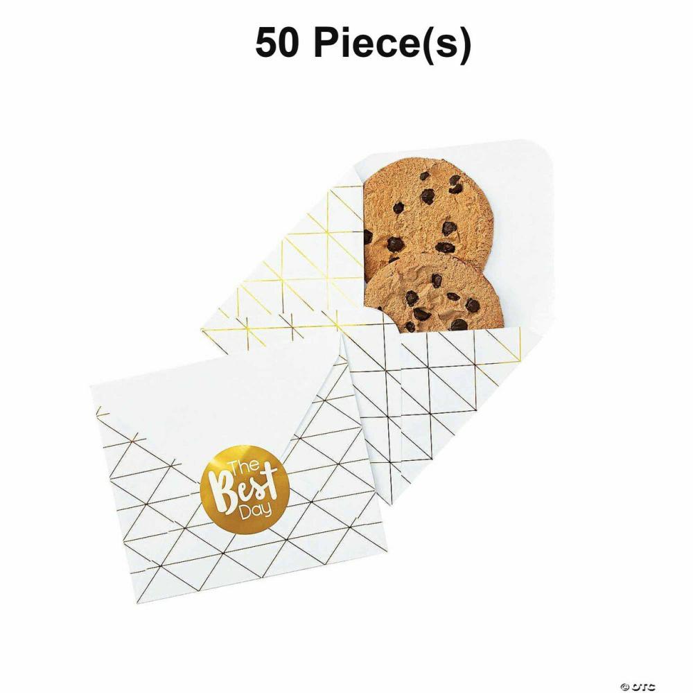 Packaging & Display |  Bulk 50 Pc. Gold Foil Envelope Treat Bags with Stickers Baking & Kitchen Packaging & Display