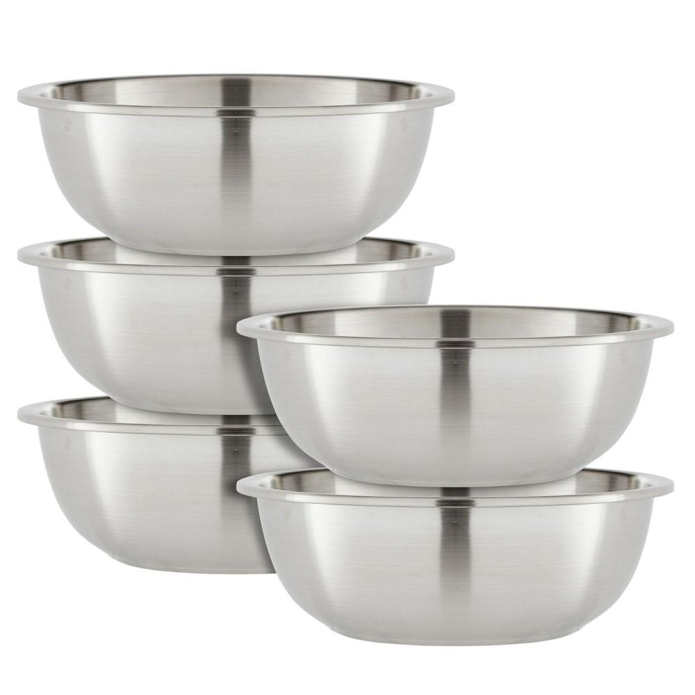 Kitchen Tools |  Okuna Outpost 5 Piece Stainless Steel Mixing Bowls for Kitchen, 1.5 Quarts, Ideal use for Cooking, Mixing Ingredients, Marinating, Tossing Salads, Preparing Dough Silver Baking & Kitchen Kitchen Tools